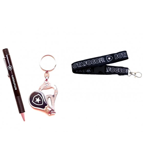 Kit 01 Caneta esferografica + 01chaveiro metal e 01cordao do Botafogo
